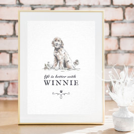 Póster La Vida De Goldendoodle Es Mejor Con El Nombre Del