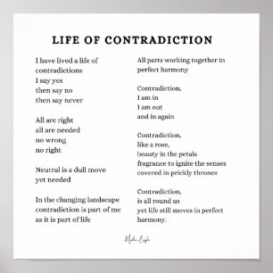 Póster La vida de la contradicción del poema de aliento p