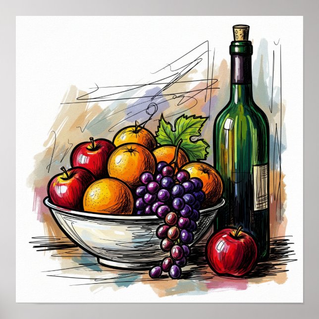 Póster La vida de la fruta y el vino (Frente)