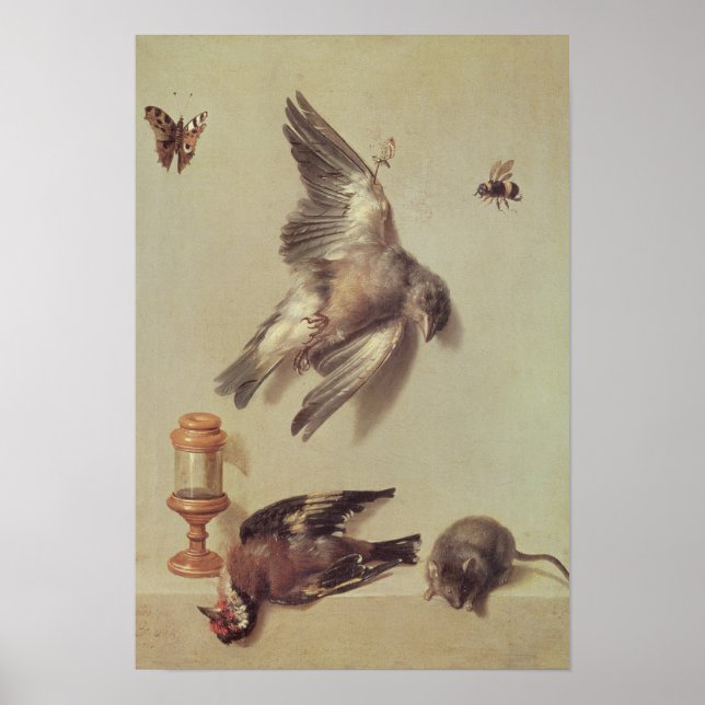 Póster La vida de los pájaros muertos y un ratón, 1712 (Frente)