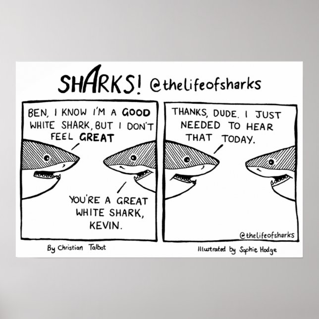 Póster La vida de los tiburones como un gran tiburón blan (Frente)