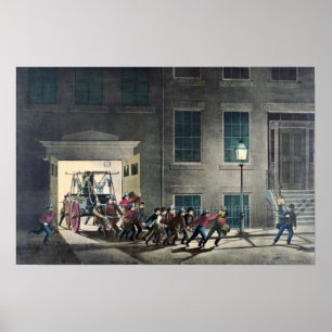 Póster La vida de un bombero - La alarma nocturna - 1854
