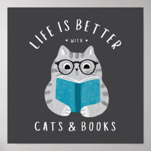 Póster La vida divertida es mejor con el Poster de Gatos