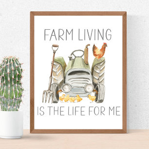Póster La vida en la granja es la vida para mí Acuarela P