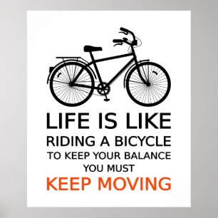 Póster la vida es como andar en bicicleta, diseñar texto,