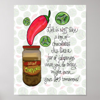 Póster La vida es como Jar de Jalapenos Kitchen Bar Poste