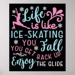 Póster La vida es como patinar sobre hielo