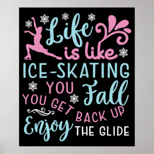Póster La vida es como patinar sobre hielo