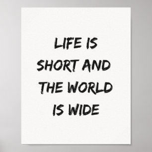 Póster La vida es corta Tipografía minimalista de cita de