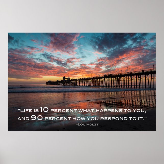 Póster La vida es el 90% de cómo respondes a ella (Frente)