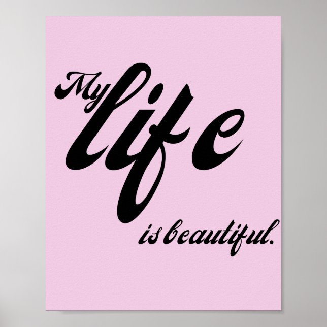 Póster La Vida Es Hermosa Cita En La Vida Feliz (Frente)
