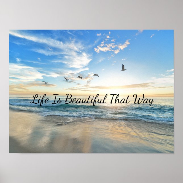 Póster La vida es hermosa olas del océano amanecer (Frente)