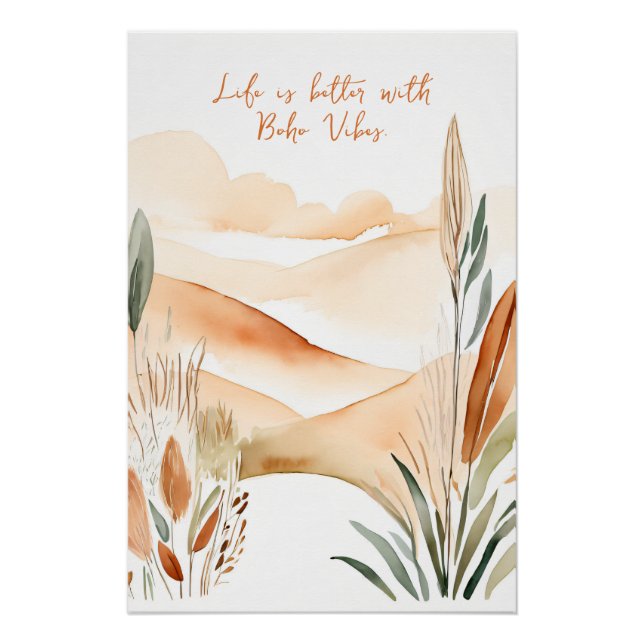 Póster La vida es mejor con el Boho Inspirador Boho (Anverso)
