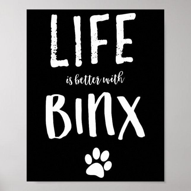 Póster La Vida Es Mejor Con El Nombro De Perro De Binx Sh (Frente)