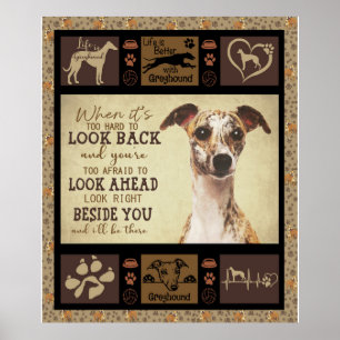 Póster La vida es mejor con Greyhound Regalos de Perro