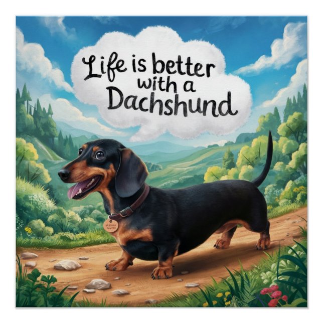 Póster La Vida Es Mejor Con Un Dachshund (Anverso)