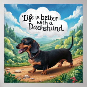 Póster La Vida Es Mejor Con Un Dachshund