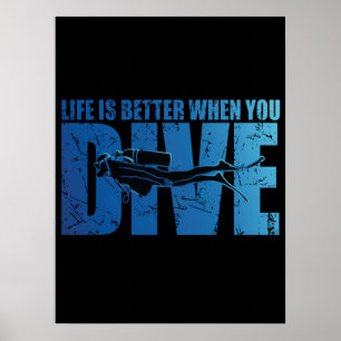 Póster La Vida Es Mejor Cuando Buceas - Buceo En Scuba