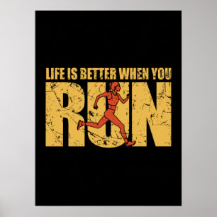 Póster La Vida Es Mejor Cuando Corres - Chica De Runner