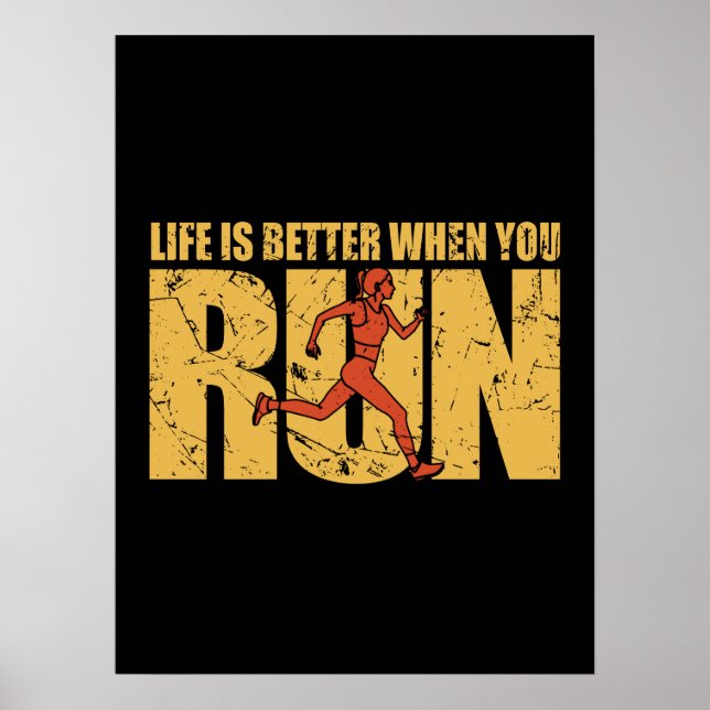 Póster La Vida Es Mejor Cuando Corres - Chica De Runner (Frente)