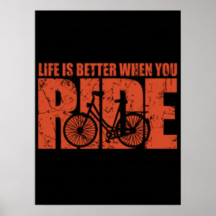 Póster La Vida Es Mejor Cuando Viajas - Ciclismo