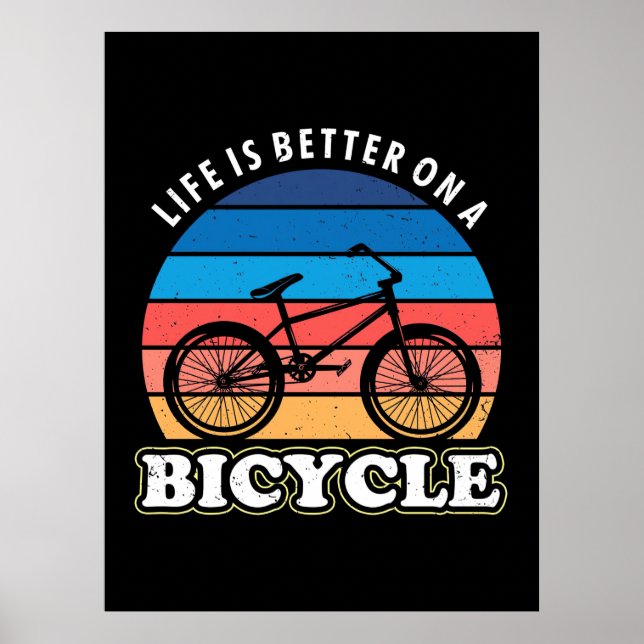 Póster La Vida Es Mejor En Bicicleta (Frente)