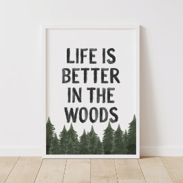 Póster La vida es mejor en el Poster de Nursery de Madera