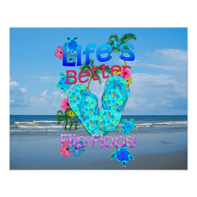 Póster La Vida Es Mejor En Flip Flops (Anverso)
