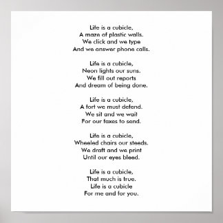 Póster La vida es un cubículo.