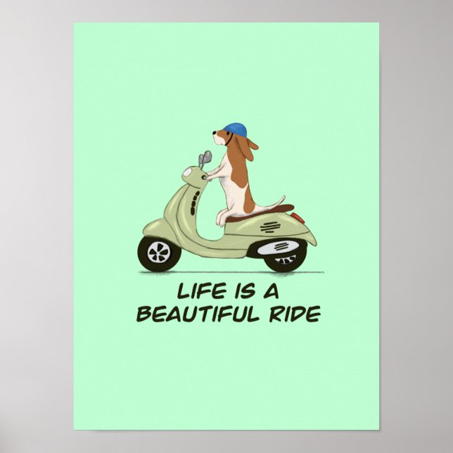 Póster La vida es un paseo hermoso - Perro en Vespa - Ver (Frente)