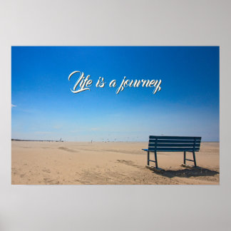 Póster La vida es un viaje cielo azul playa de arena con