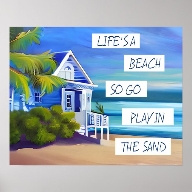 Póster La vida es una playa | Cotización De La Playa (Frente)
