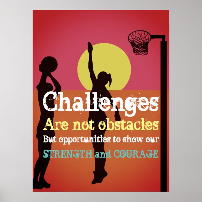 Póster La vida inspiradora desafía la cita de Netball (Frente)