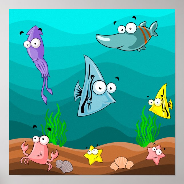 Póster La vida marina bajo el mar personalizada (Frente)