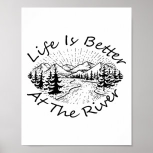 Póster La vida retro vintage es mejor en el río 