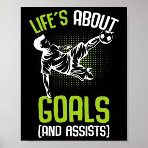 Póster La vida se trata de goles jugador de fútbol niños 