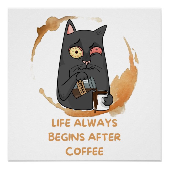 Póster la vida siempre comienza después del café (Anverso)
