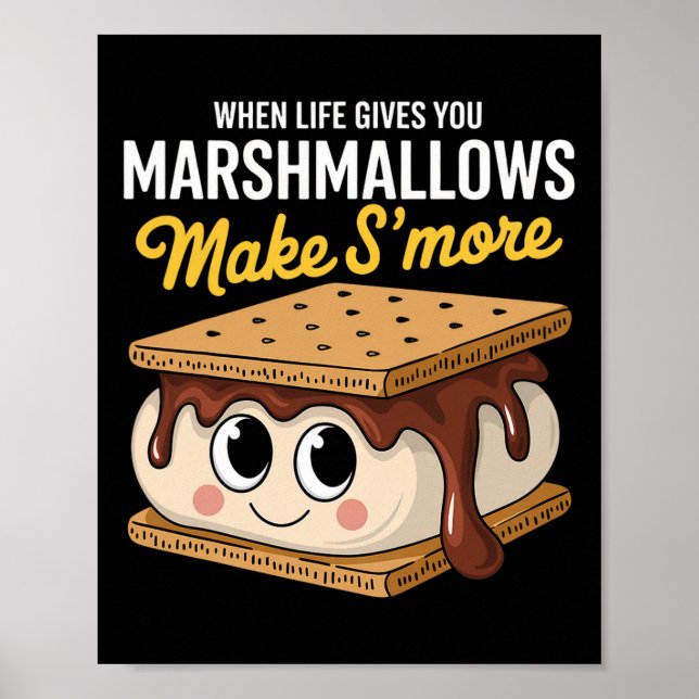 Póster La vida te da malvaviscos Camping Smores Kawaii (Frente)