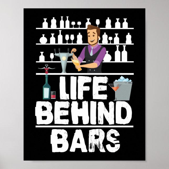 Póster La vida tras las rejas Funny Bartender Mixólogo (Frente)