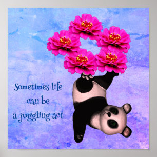 Póster La vida un acto malabarista Panda Cum Inspirador