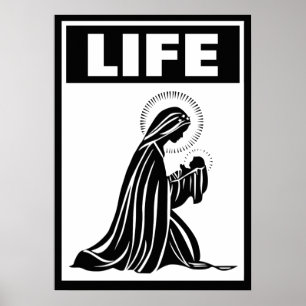 PÓSTER LA VIDA VIRGEN MARÍA BABY JESÚS NATIVIDAD CATÓLICA