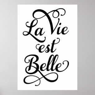 Póster la vie est belle, la vida es hermosa, cita frances