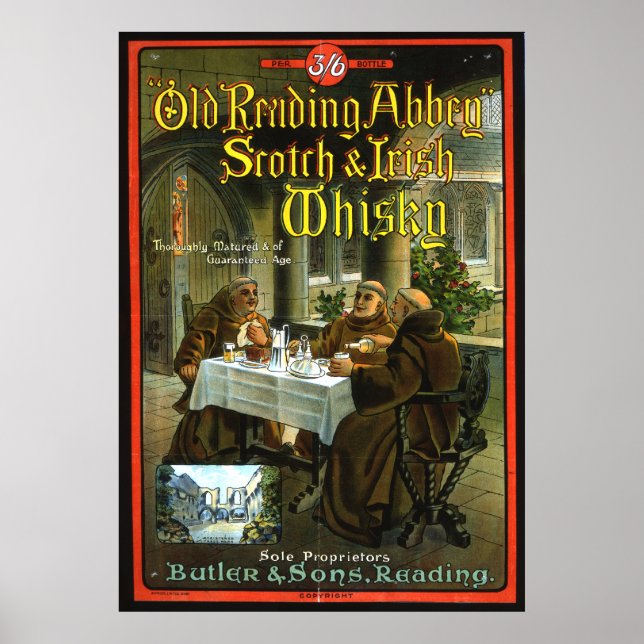 Póster La vieja abadía de lectura Whisky (Frente)