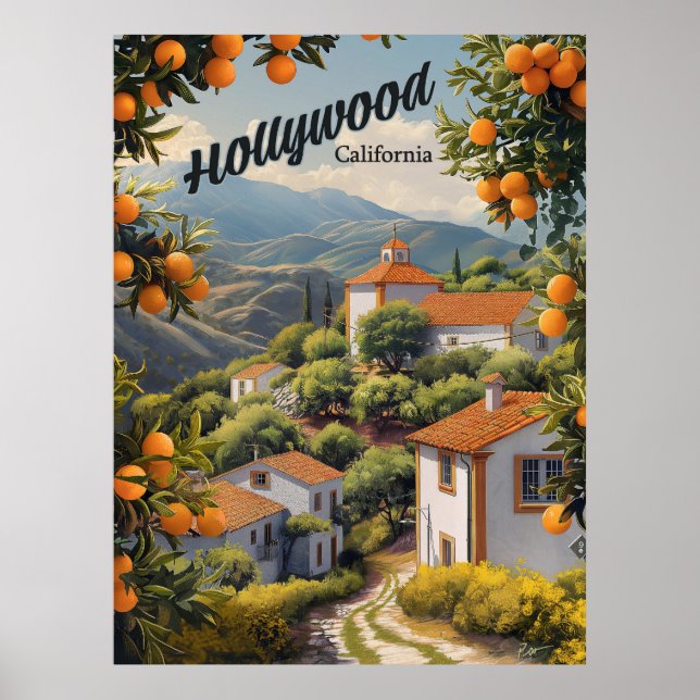 Póster La vieja California de Hollywood: Naranjas Groves  (Frente)