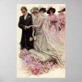 Póster La vieja ceremonia de Boda victoriana Novia y Groo