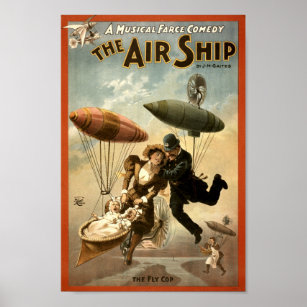 Póster La vieja era victoriana Steampunk "El barco aéreo"