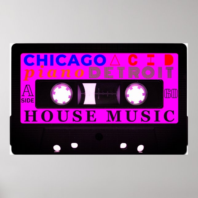Póster La vieja escuela de música inspiró cassette morado (Frente)
