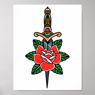 Póster La vieja escuela de tatuajes tradicionales estadou