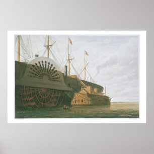 Póster La vieja Frigate HMS Agamemnon con su peso de c