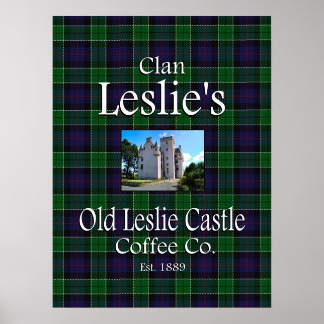 Póster La vieja Leslie de Clan Leslie Castle Coffee Co. P (Frente)